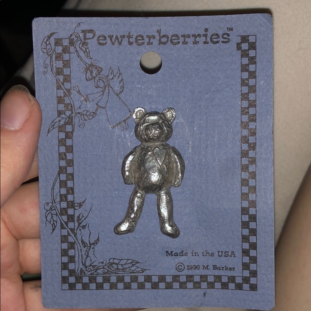 Teddy Bear Pewterberries Pin